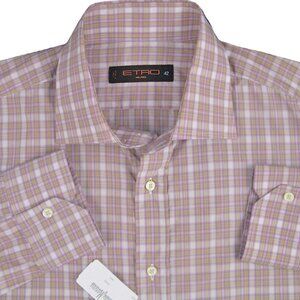 NEW $395 Etro Fine Shirt! e 42 (Approx US XL or 16.5)  Italy  Light Purple Plaid